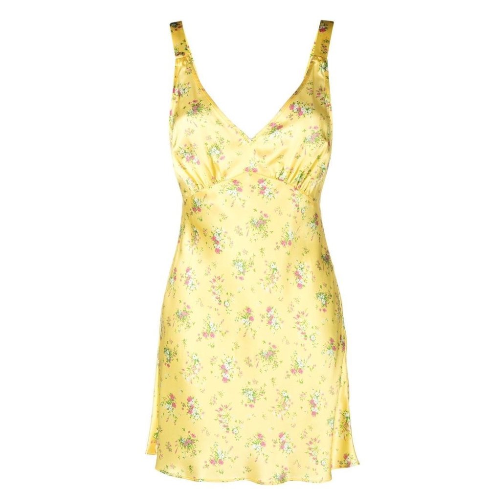 Reformation Yellow Floral Mini Dress
